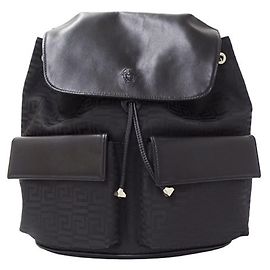 Versace Women's Black Nylon Leather Backpack Black