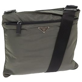 PRADA Sac à épaule en nylon gris argent authentique ep5770 Marron Argenté