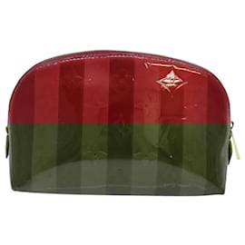 Louis Vuitton-LOUIS VUITTON Vernis Rayure Pochette Cosmetic Pomme D'amour M91721 Auth hk1684-Red