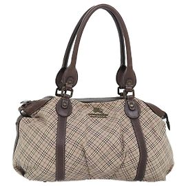 Beige Canvas Handtasche Burberry Nova Check Blue Label Auth bs18367 Beige