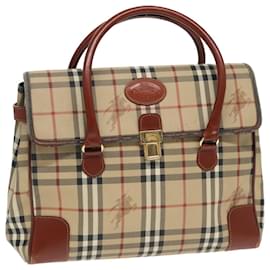 Autre Marque-Burberrys Nova Check Shoulder Bag Leather PVC Brown Beige Auth 93889-Brown,Beige