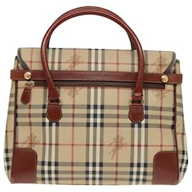 Autre Marque-Burberrys Nova Check Shoulder Bag Leather PVC Brown Beige Auth 93889-Brown,Beige
