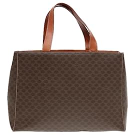 Céline-CELINE Macadam Canvas Hand Bag PVC Leather 2way Brown Gold Auth bs18258-Brown,Golden
