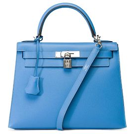 Hermès Bolsa HERMES Kelly 28 em Couro Azul - 102158 Azul