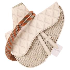Dior-Saddle leather shoulder bag-Beige