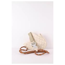 Dior-Saddle leather shoulder bag-Beige