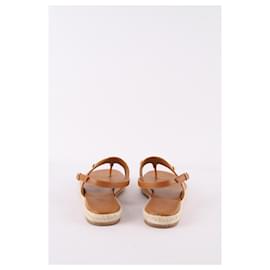Hermès-Leather sandals-Brown