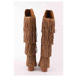 Christian Louboutin-Bottes en daim-Marron