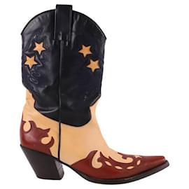 Autre Marque-Leather western boots-Black