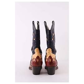 Autre Marque-Leather western boots-Black