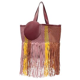 Bolso grande de cuero de ternera tejido con flecos Roksanda Eider Multicolor