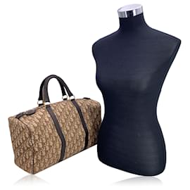 Dior-Christian Vintage Brown Logo Oblique Canvas Large Boston Bag-Brown
