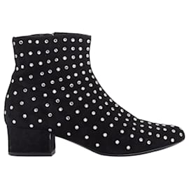 Saint Laurent-Saint Laurent suede strass crystal embellished ankle boot shoe-Black