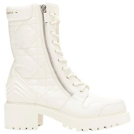 Botas de tobillo de cuero acolchado cannage de Christian Dior Blanco