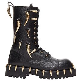 Botas de combate adornadas con charm de cuerno Roberto Cavalli Negro