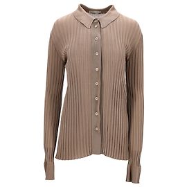 Leichter, gerippter Button-Down-Pullover aus beigem Seidenstoff von Bottega Veneta Beige