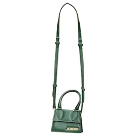Jacquemus-Jacquemus Le Chiquito Calfskin Gold Logo Mini Crossbody Bag-Green