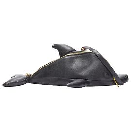 Bolsa transversal em couro pebble Mini Dolphin da Thom Browne Preto