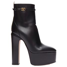 Bottes à plateforme en cuir tango avec boucle logo V de Valentino Garavani Noir