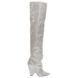 Saint Laurent-Saint Laurent Niki Swarovski crystal encrted boot-Silvery,Metallic