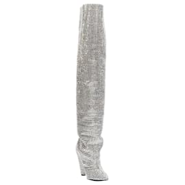Saint Laurent-Saint Laurent Niki Swarovski crystal encrted boot-Silvery,Metallic
