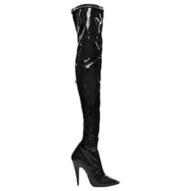 Saint Laurent-Saint Laurent Aylah vinyl thigh high boots-Black