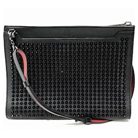 Christian Louboutin-Christian Louboutin Black Leather Clutch and Shoulder Bag-Black