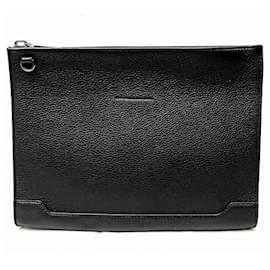 Christian Louboutin-Christian Louboutin Black Leather Clutch and Shoulder Bag-Black
