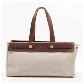 Hermès-Hermes Airbag Cabas MM Leather Shoulder Bag-Brown