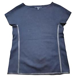 Gucci-Authentic Gucci Tom Ford Archive Black Wool Tee with Leather Zip Piping-Black