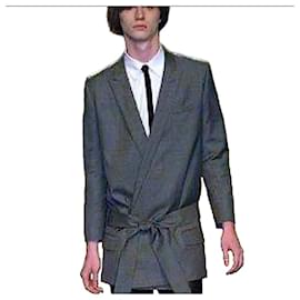 Dior-Authentic Dior Homme 07 SS Hedi Slimane Rare Runway Gray Kimono Blazer-Grey