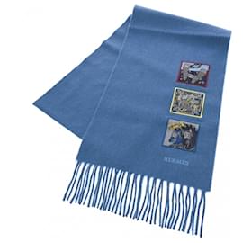 Hermès-Hermes Blue Horizon Cashmere Shawl-Blue