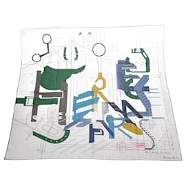Hermès-Hermes Carré H 100 Scarf-Brown,Blue,Green