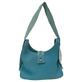 Hermès-Sac à épaule en jean bleu Hermes Sako-Bleu