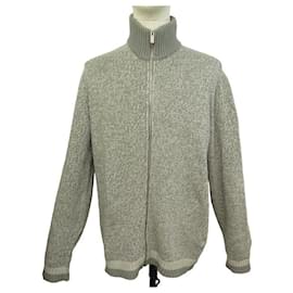 Hermès-HERMES JACKET ZIP VEST L 56 IN GREY CASHMERE-Grey