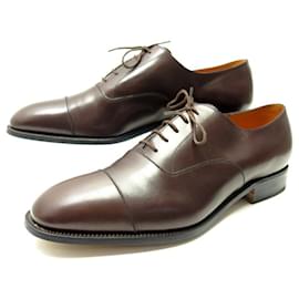 JM Weston-JM WESTON 300 RICHELIEU 13E 47 LARGE BROWN CHOCOLATE LEATHER SHOES-Brown