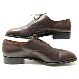 JM Weston-JM WESTON 300 RICHELIEU 13E 47 LARGE BROWN CHOCOLATE LEATHER SHOES-Brown