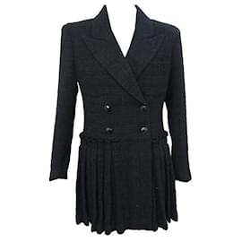 Chanel-NINE CHANEL DRESS JACKET P64017 M 40 IN TWEED WITH METALLIC THREADS-Black