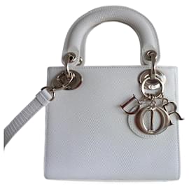 Dior-Lady Dior lizard small model bag-Cream