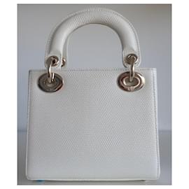 Dior-Lady Dior lizard small model bag-Cream