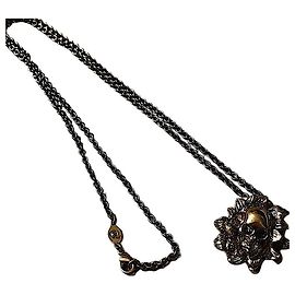 Collar de calavera de flor de plata auténtica Alexander McQueen Hardware de plata
