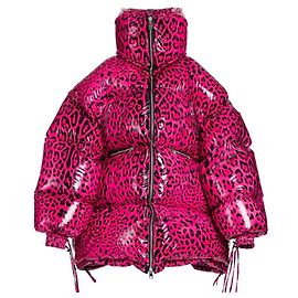 Dolce & Gabbana Pink Leopard Print Puffer Jacket Pink