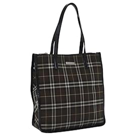 Autre Marque-Burberrys Nova Check Blue Label Tote Bag Canvas Brown Auth bs18268-Brown