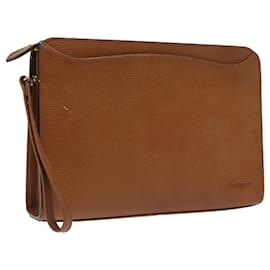 Autre Marque-Burberrys Clutch Bag Leather Gold Brown Auth bs18366-Brown,Golden