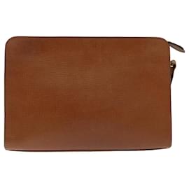 Autre Marque-Burberrys Clutch Bag Leather Gold Brown Auth bs18366-Brown,Golden