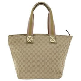Gucci-GUCCI GG Canvas Sherry Line Tote Bag Gold Pink Silver 131231 Auth ki5011-Silvery,Pink,Golden