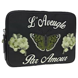 Gucci-GUCCI Clutch Bag Nylon Black Silver 473883 Auth bs18625-Black,Silvery