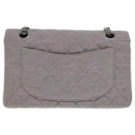 Chanel-CHANEL Matelasse Chain Hand Bag Cotton Purple Silver CC Auth bs18352-Silvery,Purple