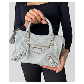 Balenciaga-City Leather Handbag Silver-Silvery