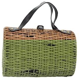 Fendi-Sac à main FENDI Bois Beige Or Auth bs18841-Beige,Doré